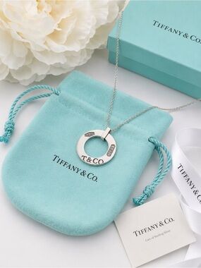 Tiffany & Co. 1837 Open Circle Pendant Necklace Sterling Silver 16” Retired